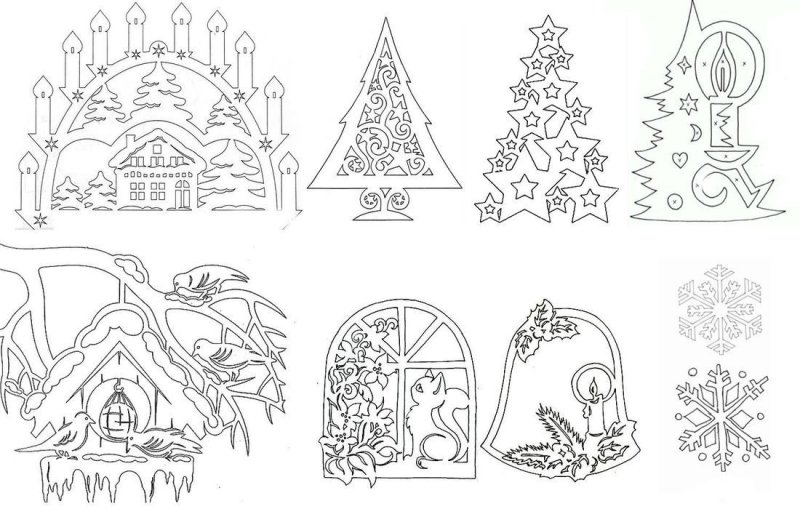 Вытынанки на окна новогодние