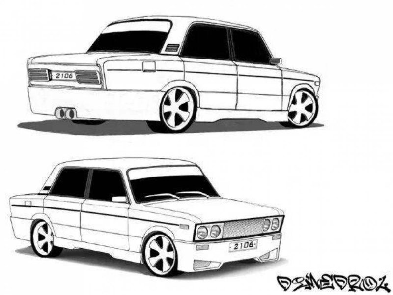 ВАЗ 2106 рисунок спереди легкий