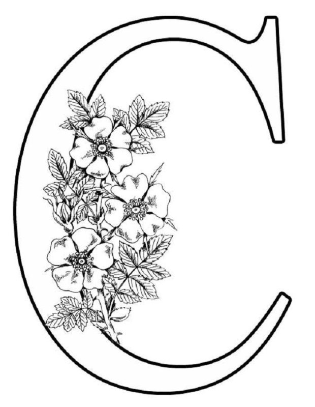 Буква а раскраска с цветочками