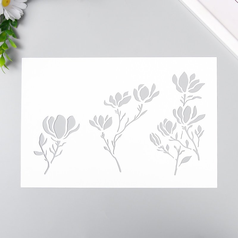 Магнолия трафарет