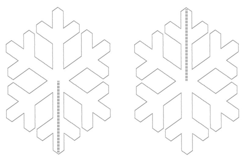 Трафарет для объемной снежинки