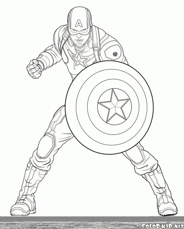 Капитан Америка из Мстителей раскраска