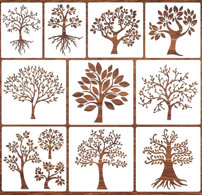 Трафарет для покраски деревья