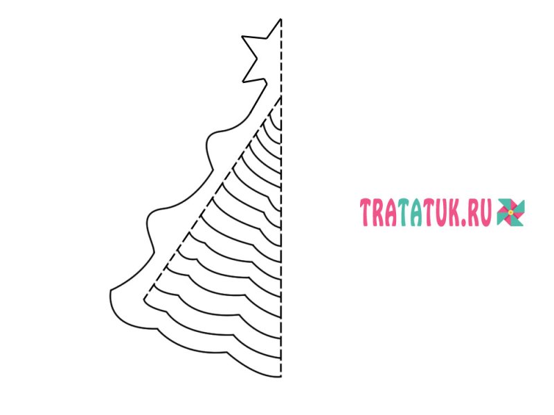 Трафарет объёмной ёлочки