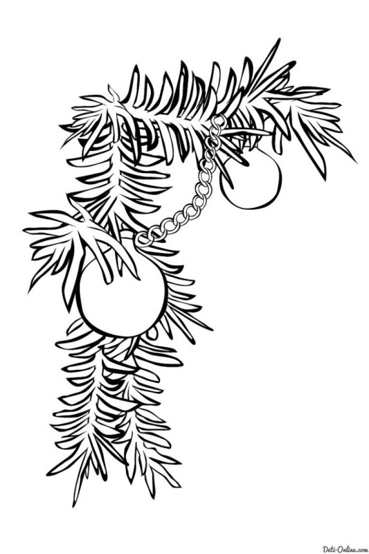 Еловая ветка трафарет