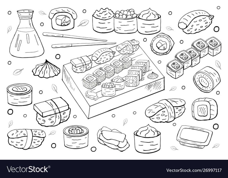 Роллы разукрашка