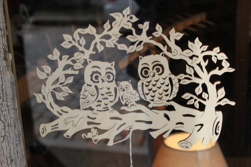 Вытынанки Сова на ветке