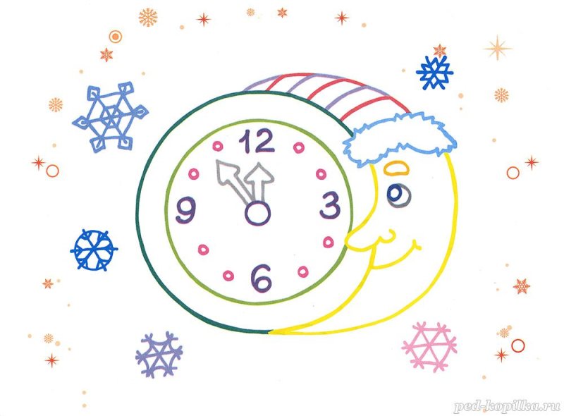 Новогодние часы рисунок