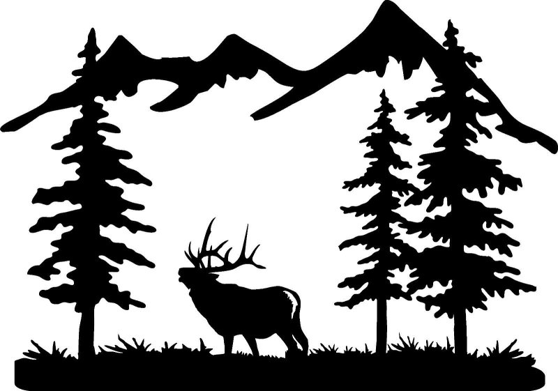 Силуэты гор и лесов