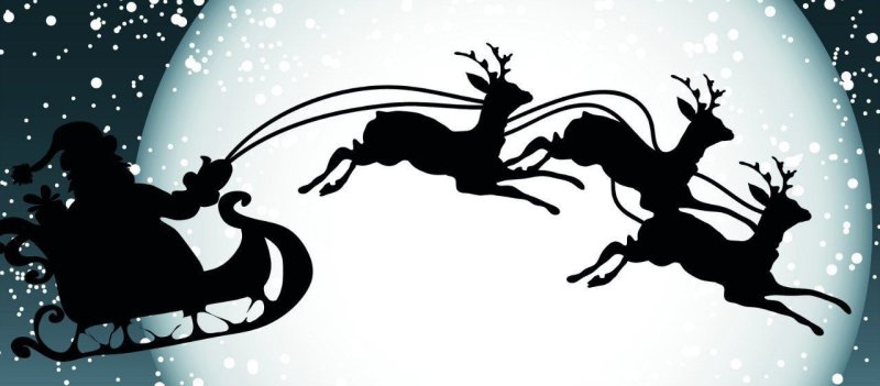 Силуэт Деда Мороза на санях