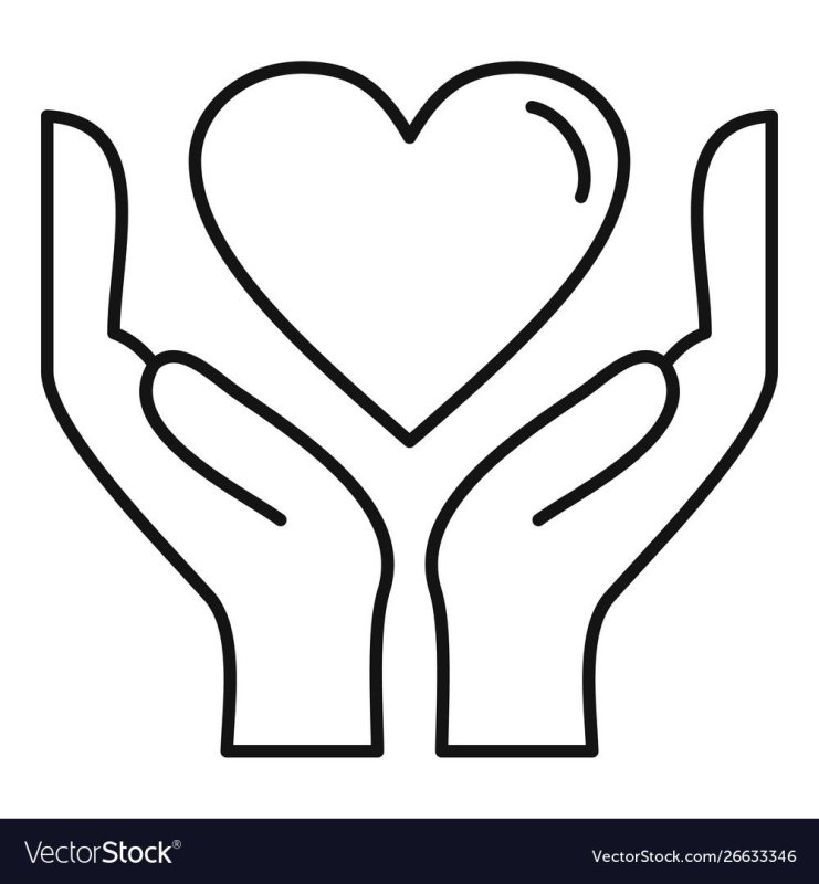 Раскраска рука с сердечком