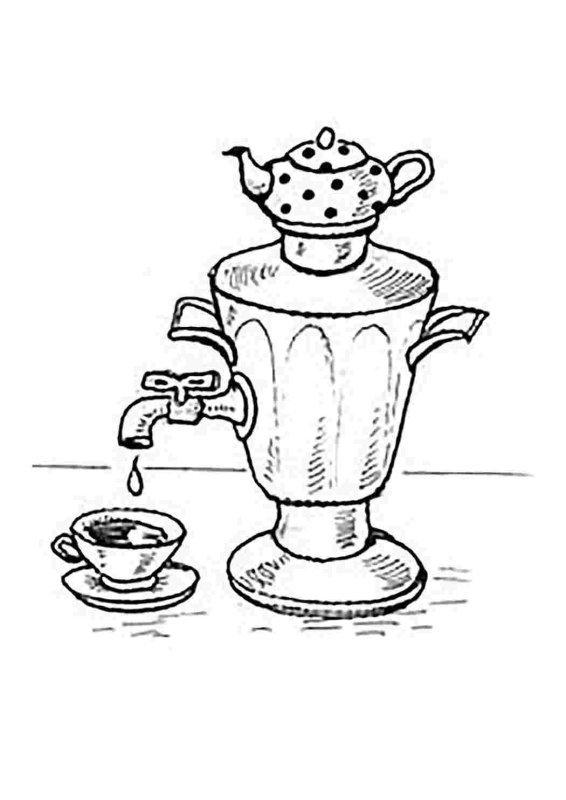 Самовар картинки раскраски