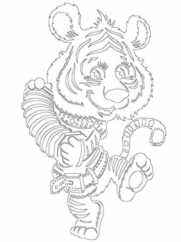 Тигр трафарет на окно новый год