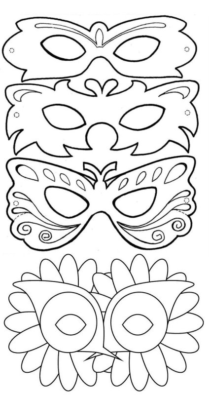 Карнавальные маски раскраски для детей