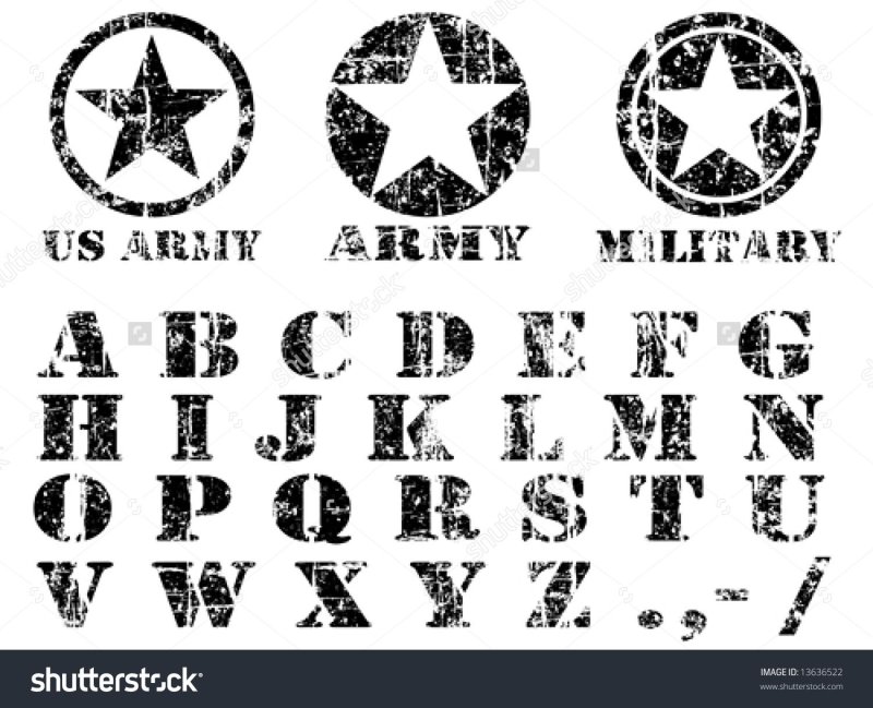Трафаретные буквы в военном стиле