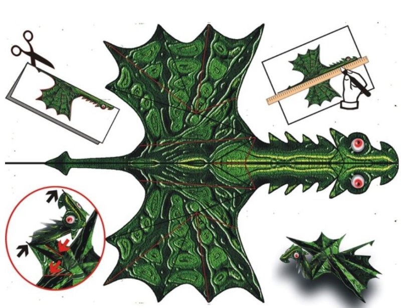 Объемный дракон из бумаги