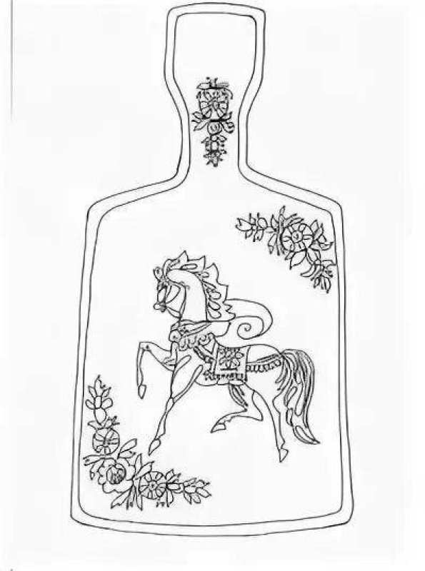 Рис. "Разделочная доска" Городецкая роспись