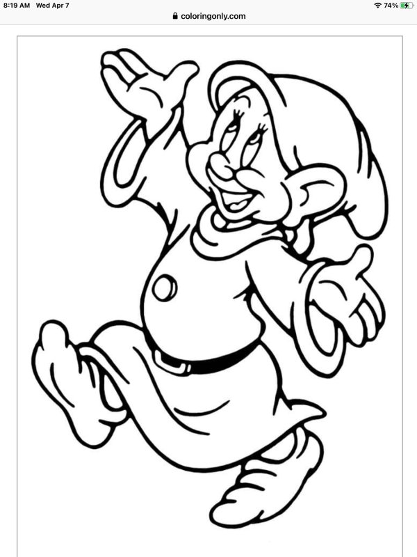 Раскраска Белоснежка и семь гномов