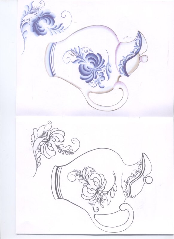 Трафарет гжельской росписи для детей