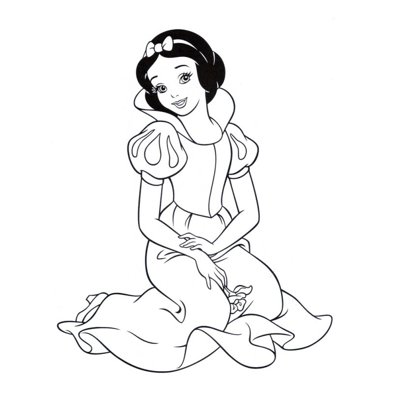 Раскраска Белоснежка и семь гномов