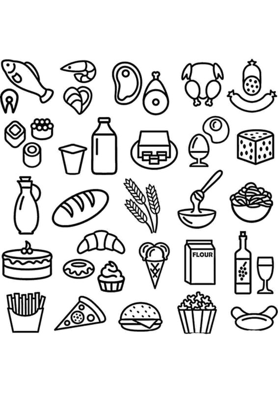 Картинки для раскрашивания еда