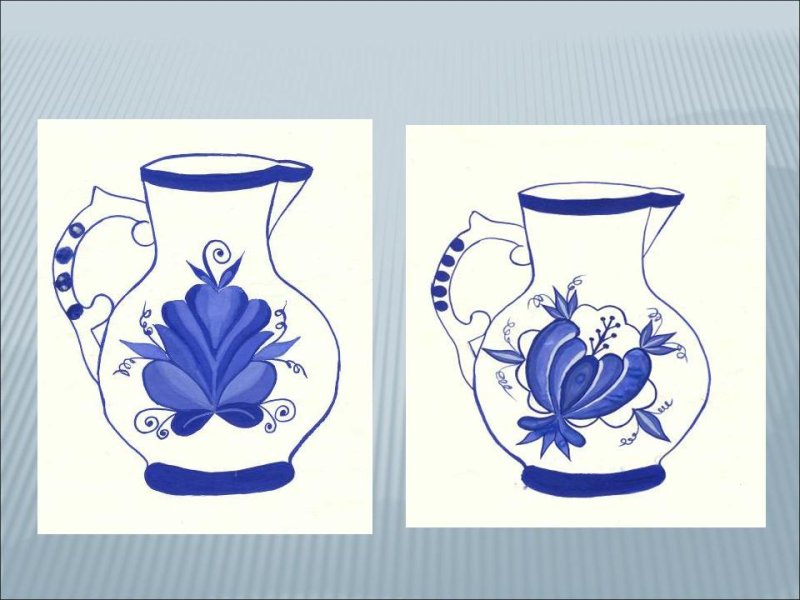 Рисование роспись кувшинчиков старшая гжелевская роспись