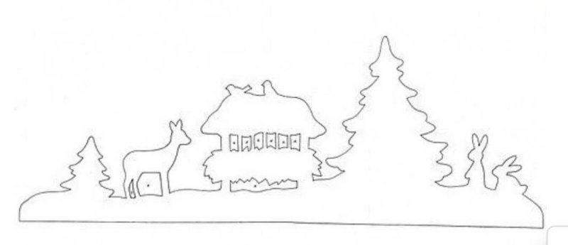 Трафареты на окна новогодние домики