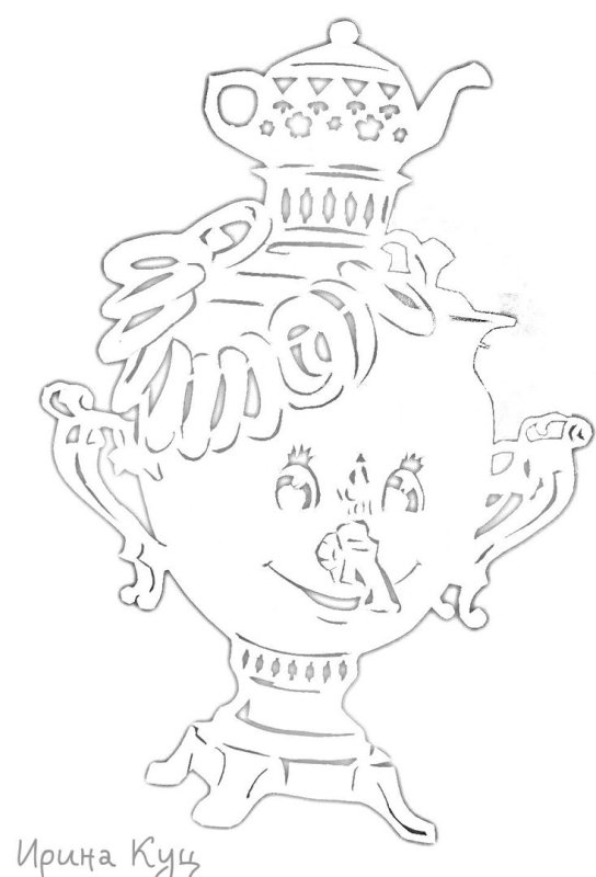 Самовар раскраска для малышей