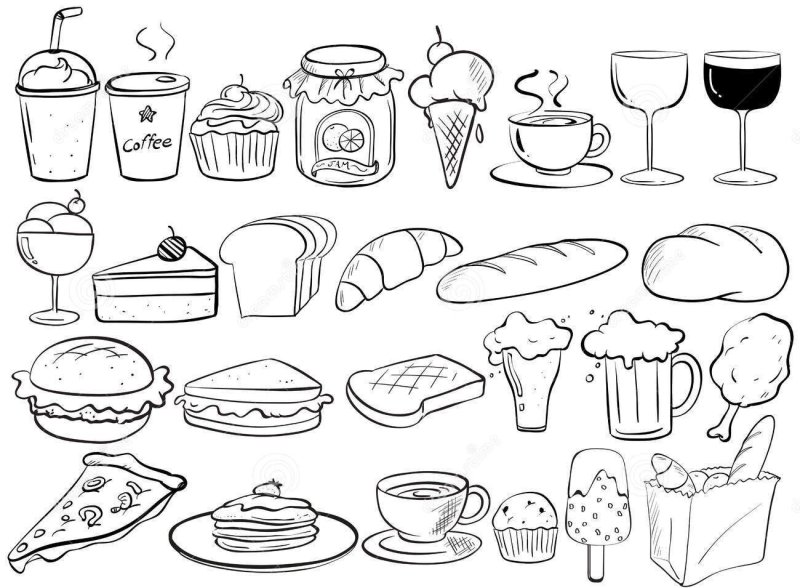 Раскраска маленькая еда