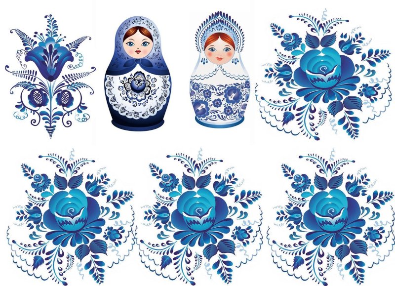 Гжель орнаментальная роспись