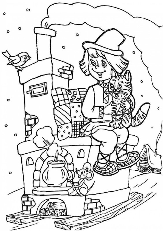 Раскраски по сказке по щучьему велению для детей