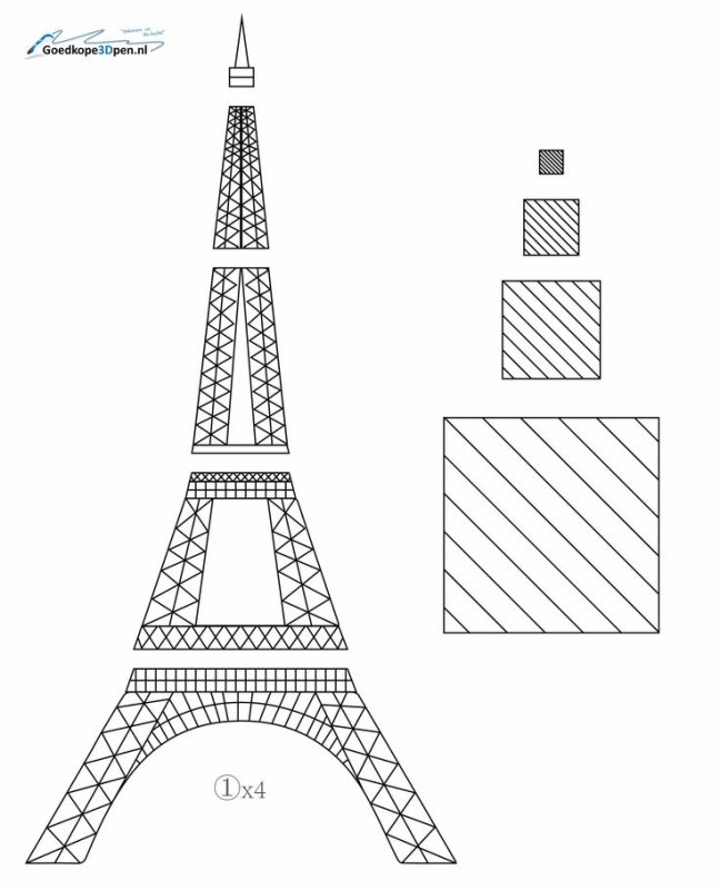 Эйфелева башня 3д ручка схема