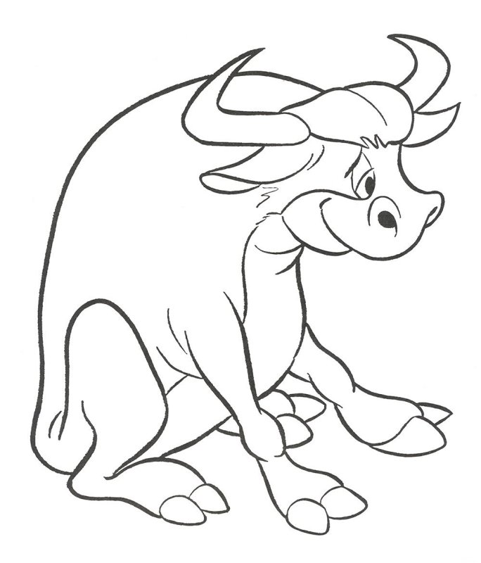 Бык рисунок раскраска
