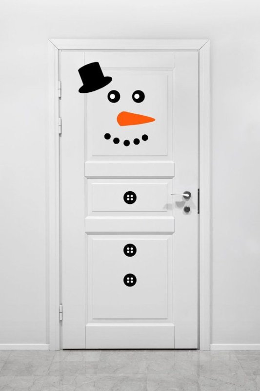 Трафарет снеговика на дверь