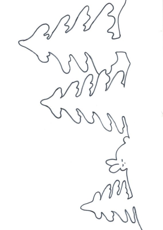 Трафарет елки для вырезания на окно