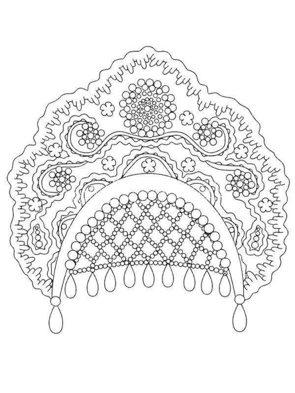 Кокошник трафарет