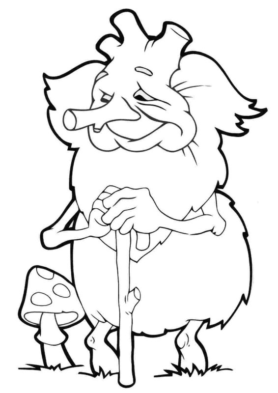 Раскраска старичок Лесовичок для детей