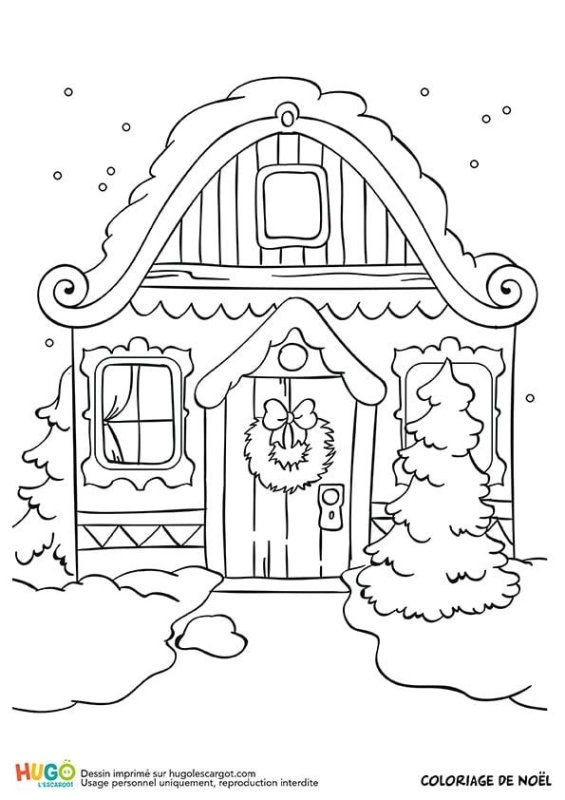 Новогодний домик рисунок