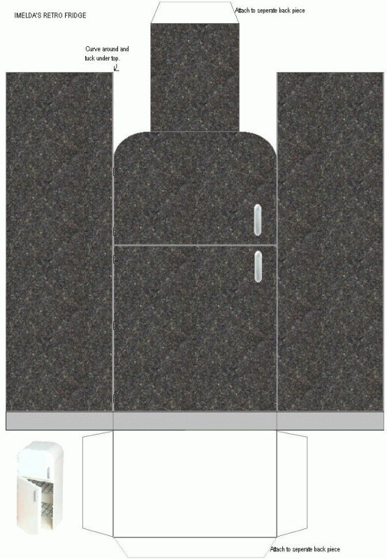 Холодильник из бумаги для кукольного домика