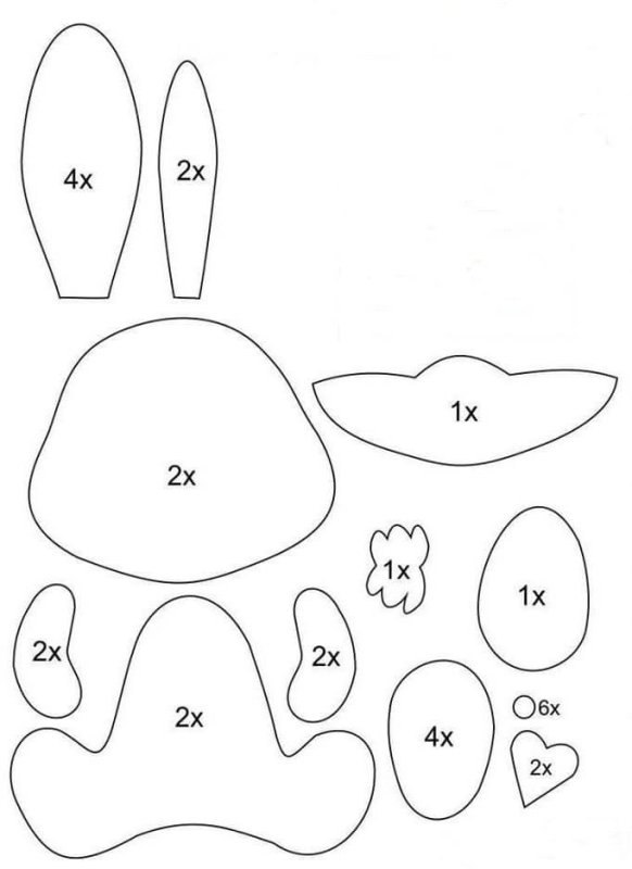 Лекала для фетровых игрушек заяц