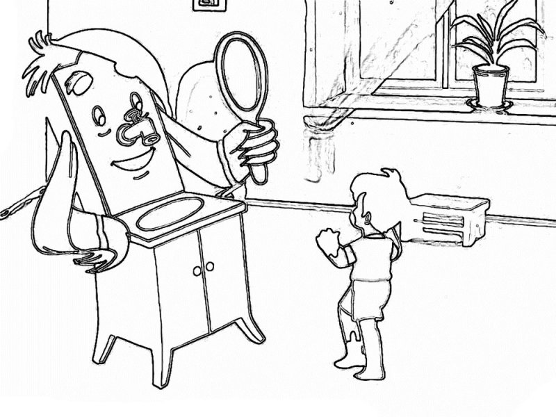 Раскраска по сказкам Чуковского для детей Мойдодыр