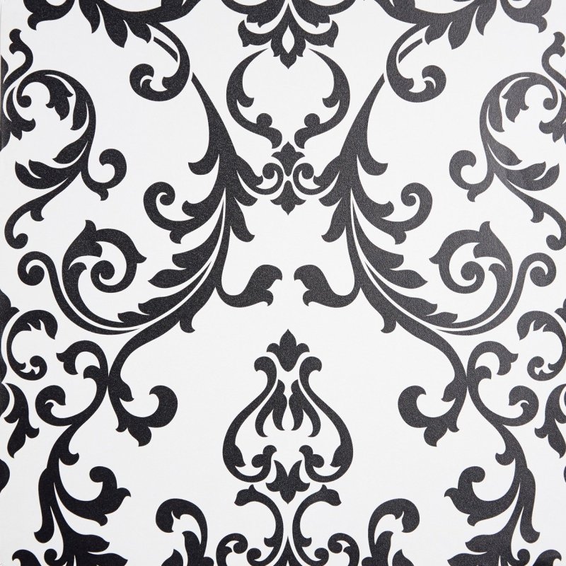 Белые обои с черными вензелями