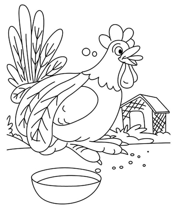 Петушок и бобовое зернышко разукрашка