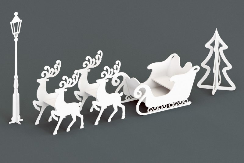 Декоративные олени и сани