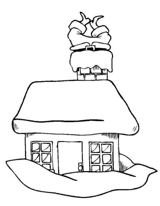 Зимний домик для раскрашивания