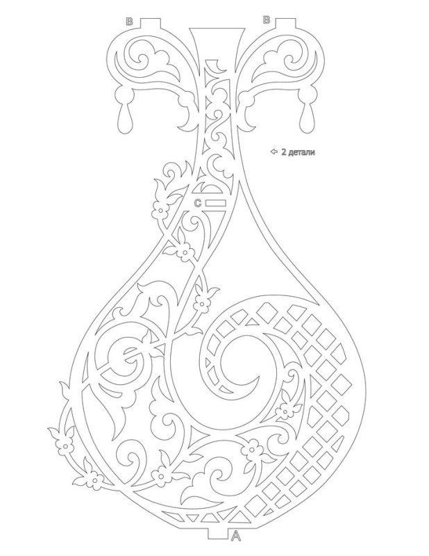 Чертёж вазы для выпиливания лобзиком