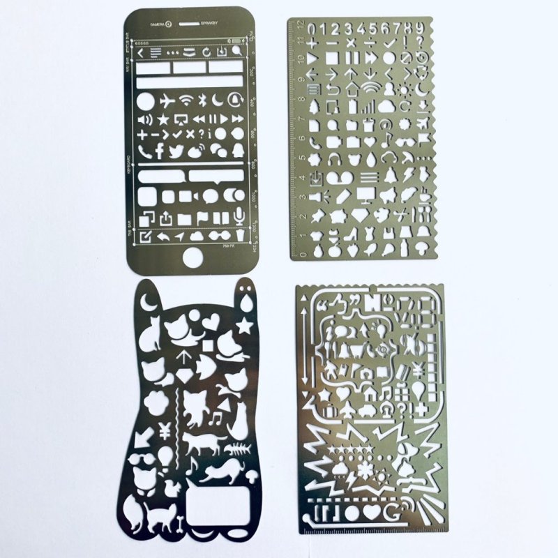 Железная линейка с трафаретами