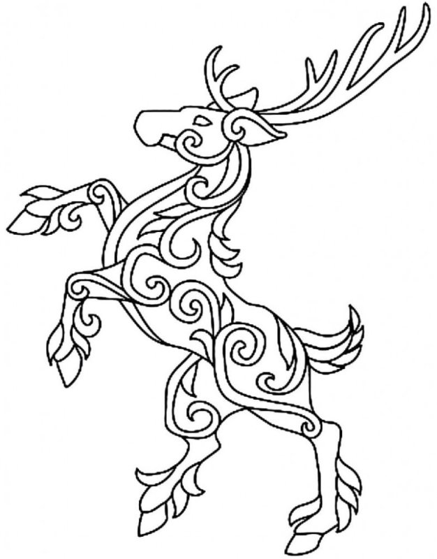 Раскраска олень новогодний