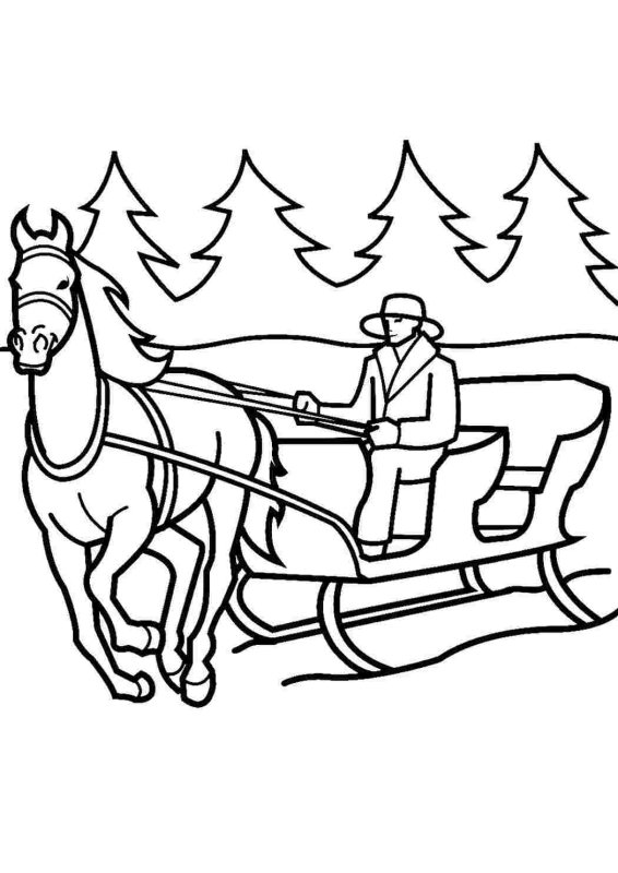Лошадь с санями рисунок