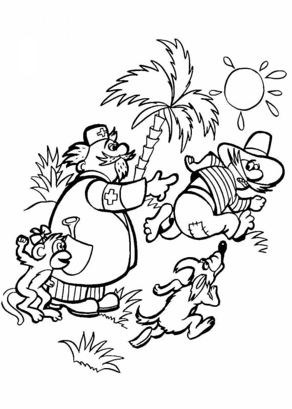 Раскраски к сказкам Корнея Чуковского для детей